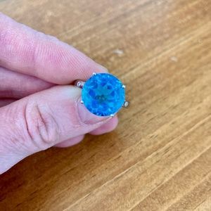 7ct Swiss Topaz, Diamond, & White Gold Ring